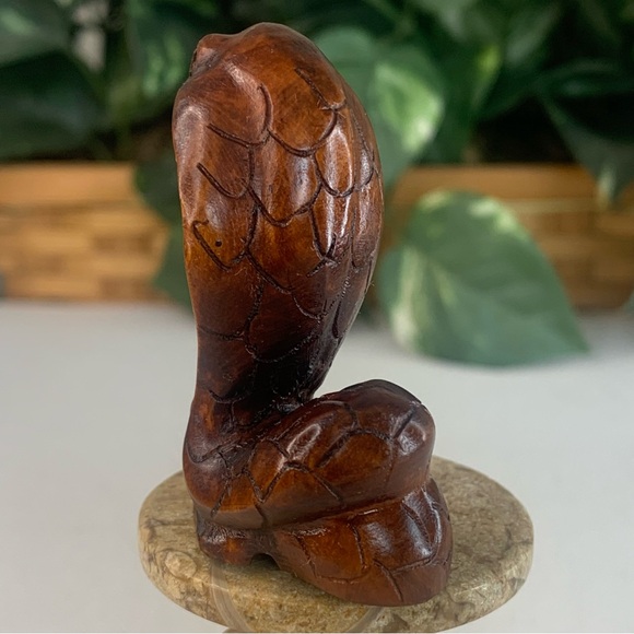 Vintage Boxwood Netsuke Snake Figurine Wooden Animal Carving Wood Carved Figure - Picture 7 of 15